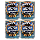4X Hammerite Hammered Blue Paint 750ml Tin Paint